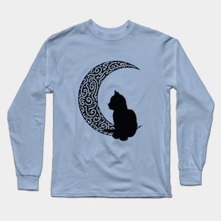 Crescent Moon Cat Long Sleeve T-Shirt